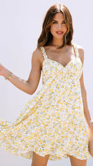 Delicate Yellow Floral Slip Mini Dress