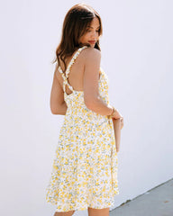 Delicate Yellow Floral Slip Mini Dress