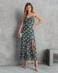 Green Floral Midi Dress