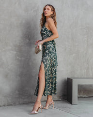 Green Floral Midi Dress