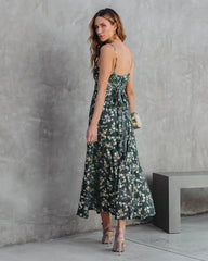 Green Floral Midi Dress