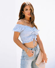 Blue Ruched Crop Top