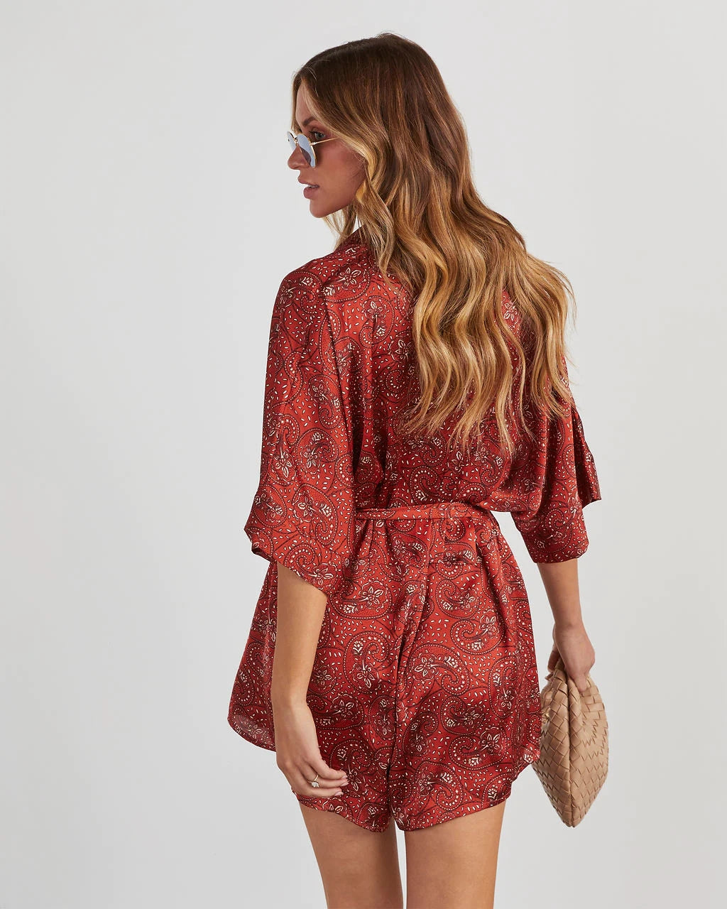 Burgundy Paisley Print Rompers