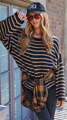 Black Striped Knit Sweater