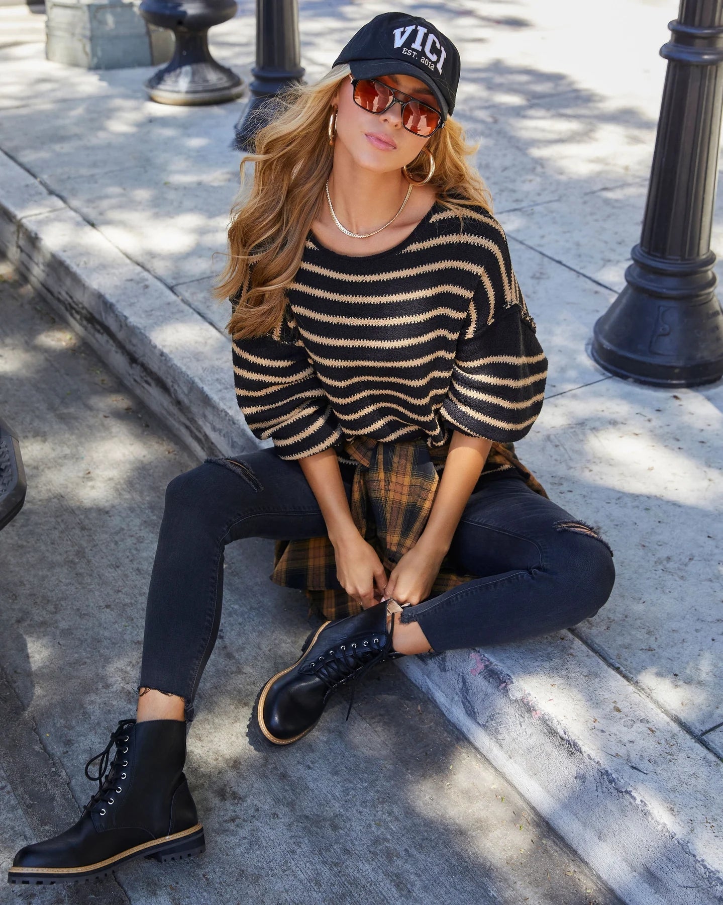 Black Striped Knit Sweater