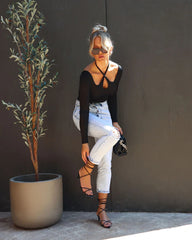 Black Cutout Knit Top