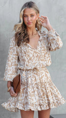 Khaki Floral Mini Dress