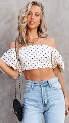 Polka Dot Bowtie Crop Top