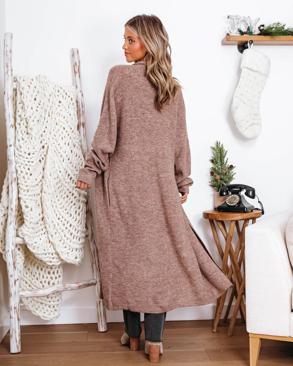 Khaki Knit Longline Cardigan