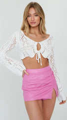 White Crochet Knit Crop Top