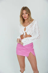 White Crochet Knit Crop Top