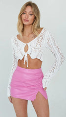 White Crochet Knit Crop Top