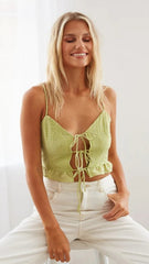 Lime Green Front Tie Tank Top