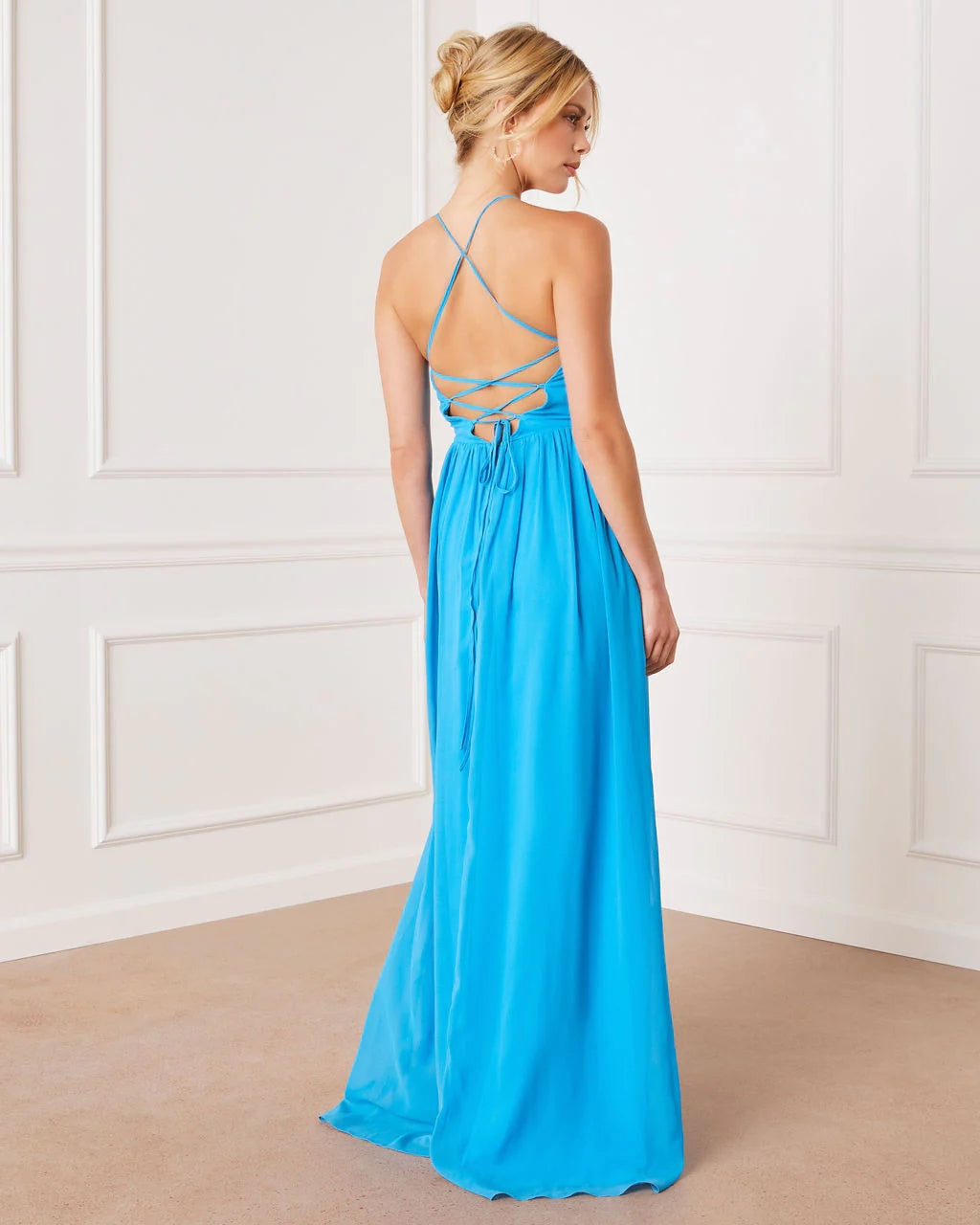 Royal Blue Cutout Waist Maxi Dress