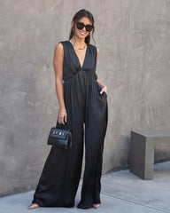 Black Wide-Leg Jumpsuits