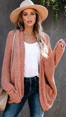Coral Batwing Cable Knit Cardigan