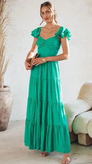 Green Tiered Maxi Dress