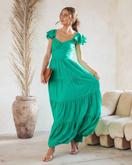 Green Tiered Maxi Dress