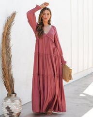 Rose Long Sleeves Maxi Dress