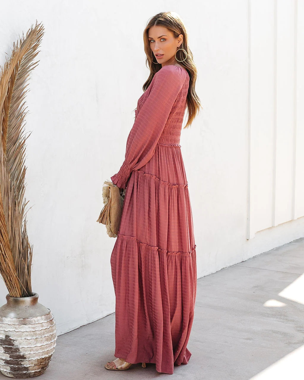 Rose Long Sleeves Maxi Dress