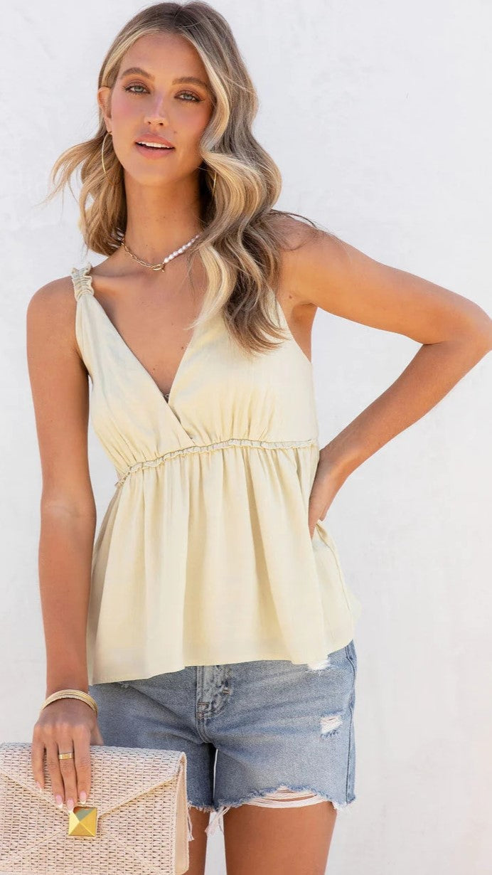 Sage Babydoll Peplum Tank Tee