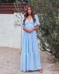 Blue Tiered Maxi Dress