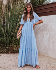 Blue Tiered Maxi Dress