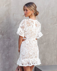 White Crochet Lace Mini Dress