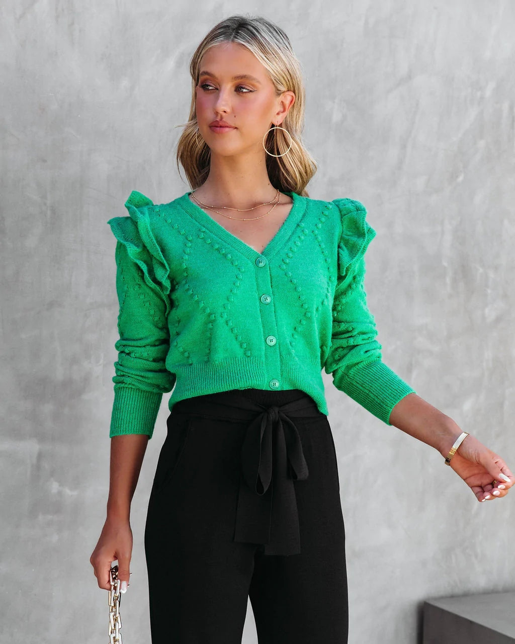 Kelly Green Knit Crop Sweater