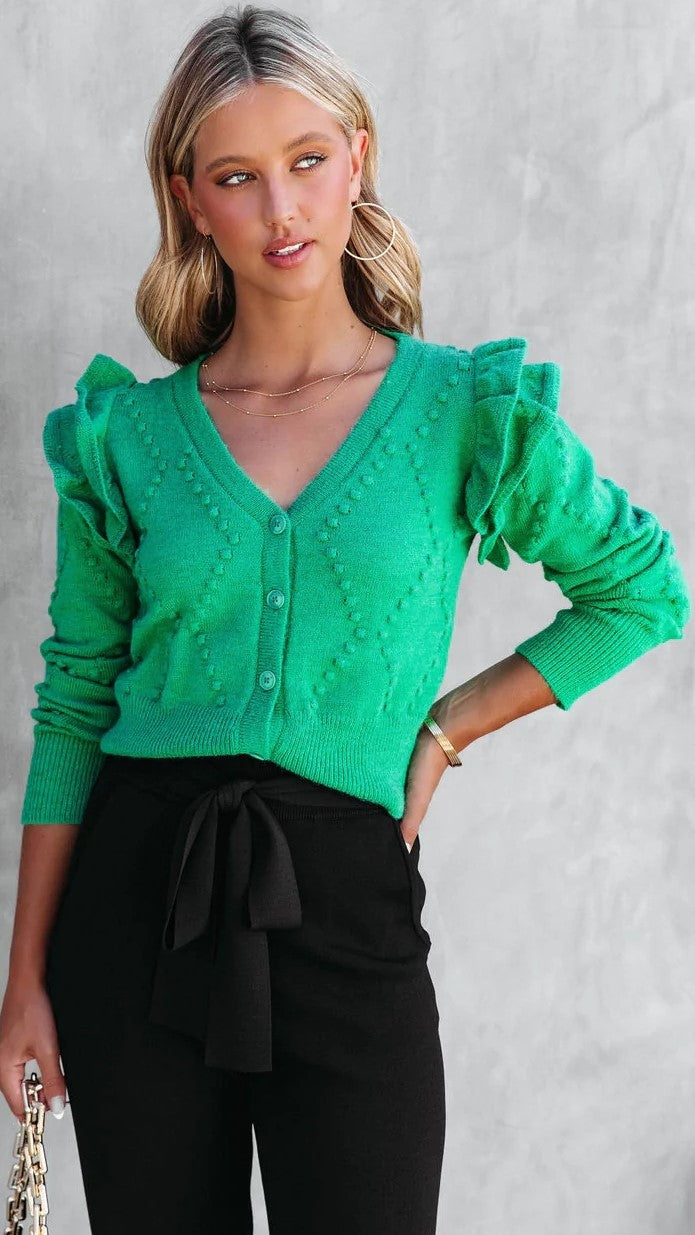 Kelly Green Knit Crop Sweater