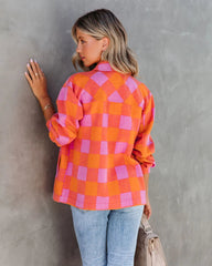 Orange Checkered Print Shacket