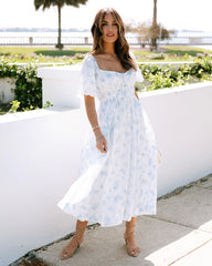 Light Blue Floral Midi Dress