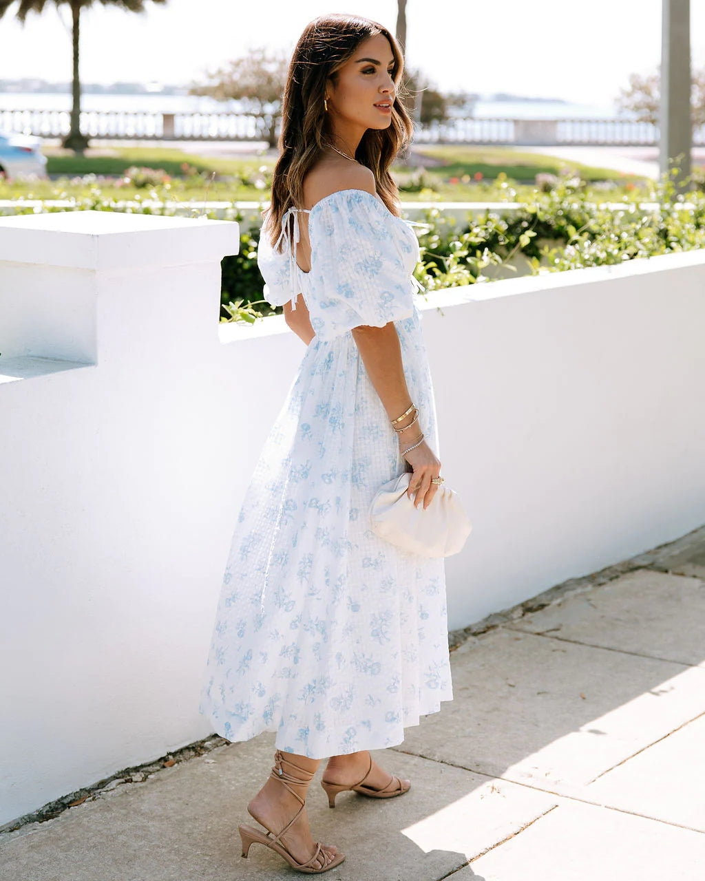 Light Blue Floral Midi Dress