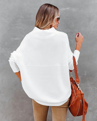 White Boat Neckline Knit Sweater