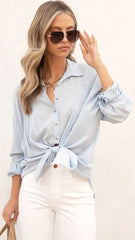 Light Blue Front Tie Shirt