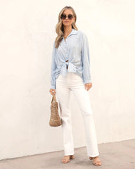 Light Blue Front Tie Shirt