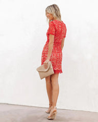 Red Crochet Lace Mini Dress