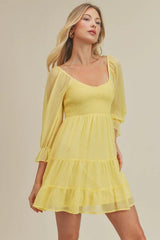 Yellow Chiffon Mini Dress