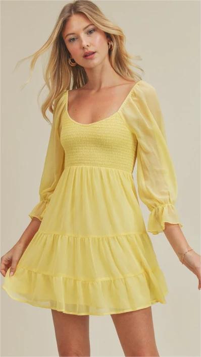 Yellow Chiffon Mini Dress