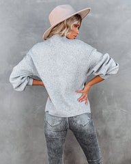 Grey Turtleneck Knit Sweater