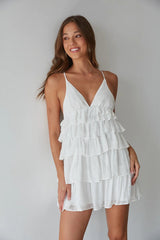 White Tiered Ruffle Mini Dress