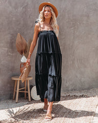 Black Slip Relaxed Midi Dress