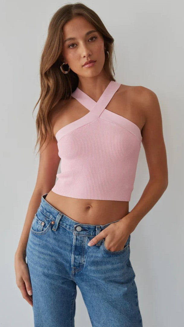 Blush Pink Knit Crop Top