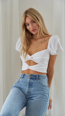 White Double Twist Crop Top