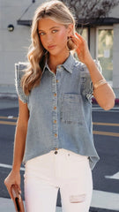 Blue Denim Button Down Top