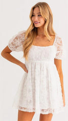 White Crochet Lace Mini Dress