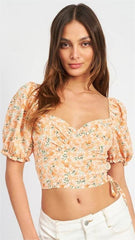 Orange Floral Crop Top