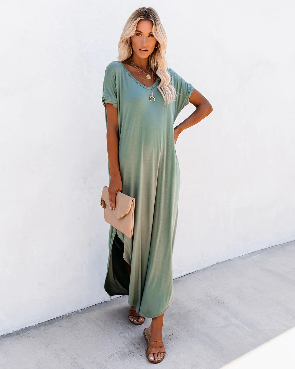 Green Baggy Midi Dress