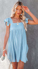 Blue Babydoll Basic Dress