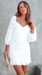 White Crochet Lace Mini Dress